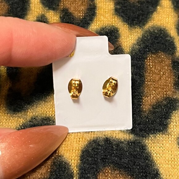 NWT Stainless Steel Clover Black and Gold Stud Earrings - Picture 2 of 3